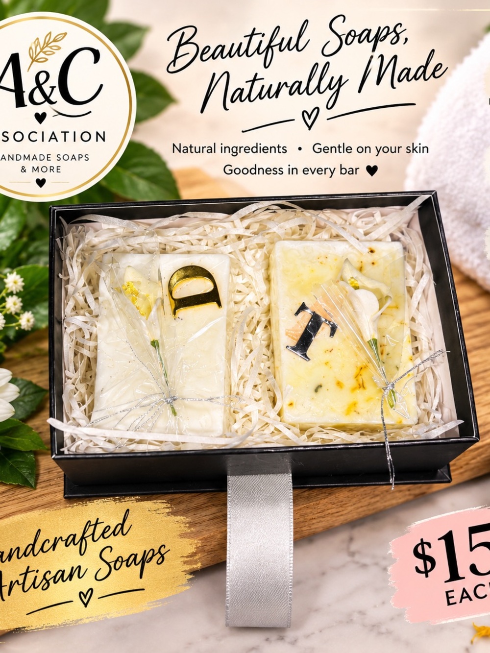 White Handcrafted Artisan Soap Gift Set